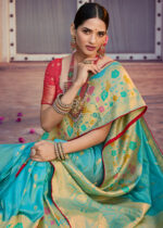 Light Blue Banarasi Tissue Silk Saree