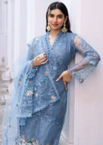 Light Steel Blue Embroidered Suit