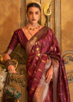 Maroon Banarasi Satin Silk Saree