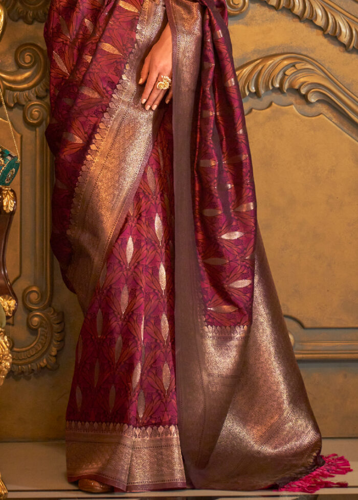 Maroon Banarasi Satin Silk Saree