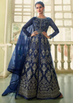 Navy Blue Heavy Embroidery Anarkali