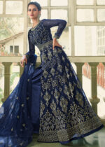 Navy Blue Heavy Embroidery Anarkali