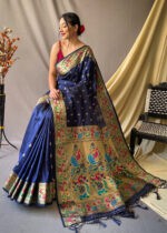 Navy Blue Paithani Silk Saree