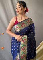 Navy Blue Paithani Silk Saree