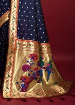 Navy Blue Paithani Silk Saree