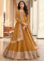 Ochre Yellow Embroidered Anarkali Suit