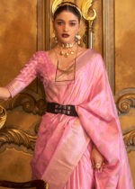 Orchid Pink Banarasi Satin Silk Saree