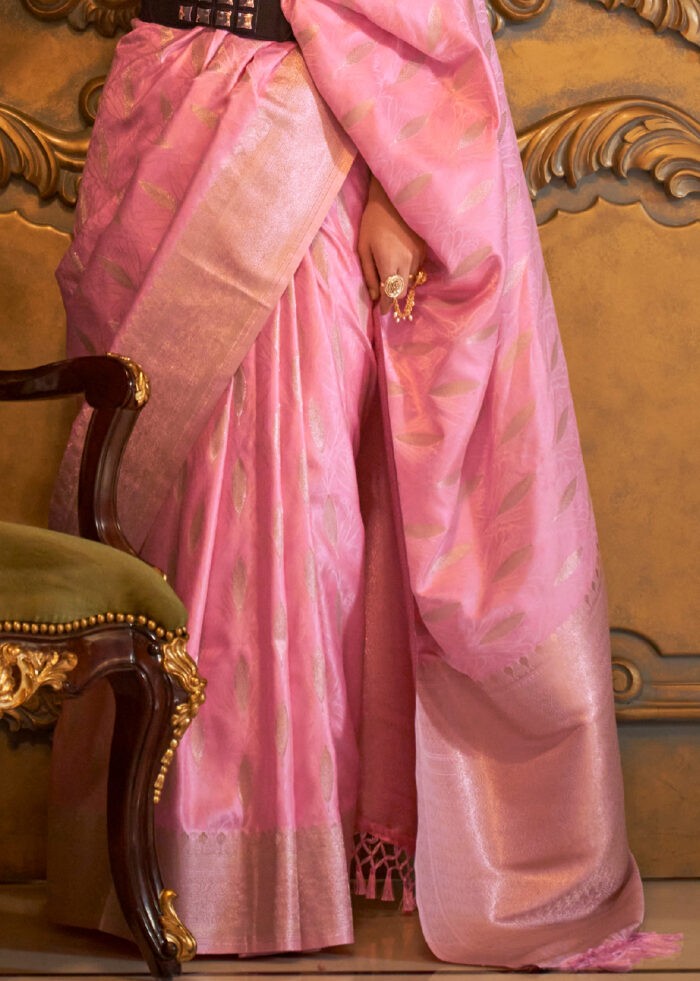 Orchid Pink Banarasi Satin Silk Saree