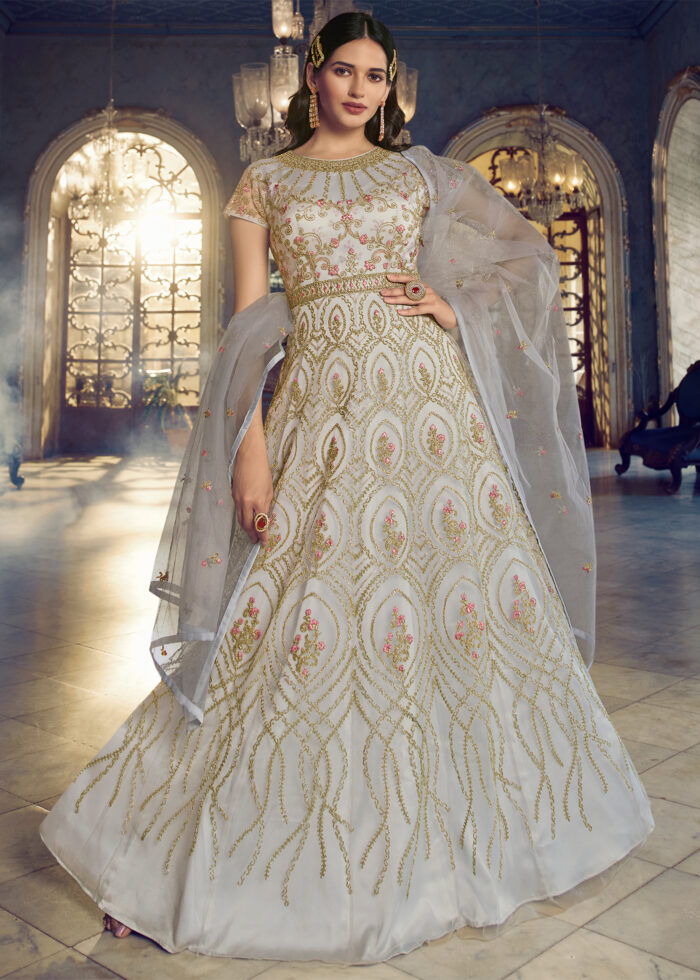 Periglacial Blue Heavy Embroidery Anarkali