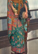 Pine Green Kashmiri Jamawar Silk Saree