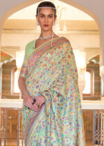 Pista Green Jamawar Saree