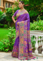 Purple Kashmiri Jamawar Silk Saree