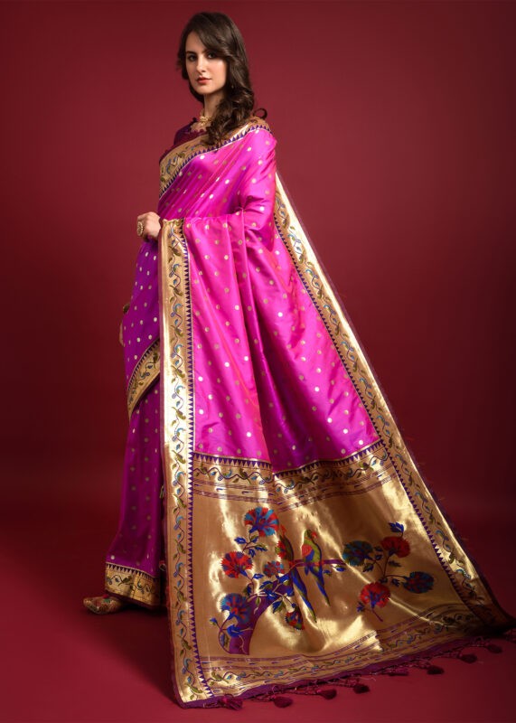 Rani Pink Paithani Silk Saree