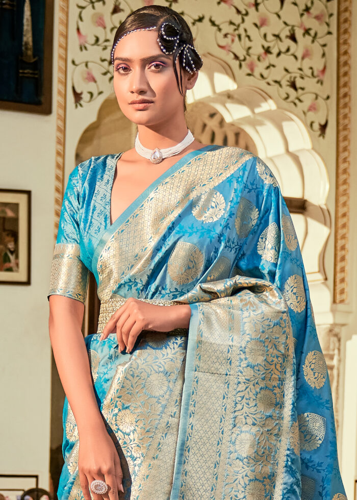 Rich Blue Banarasi Silk Saree