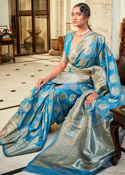 Rich Blue Banarasi Silk Saree