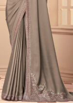 Rich Gray Embroidered Saree