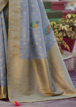 Rock Blue Banarasi Tissue Silk Saree