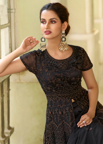 Royal Black Heavy Embroidery Anarkali