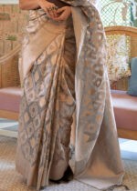 Silver Gray Banarasi Tissue Silk Saree