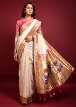 Snow White Paithani Silk Saree