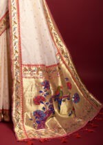 Snow White Paithani Silk Saree