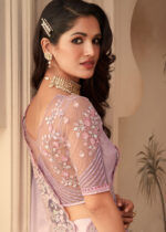 Soft Lavender Embroidered Saree