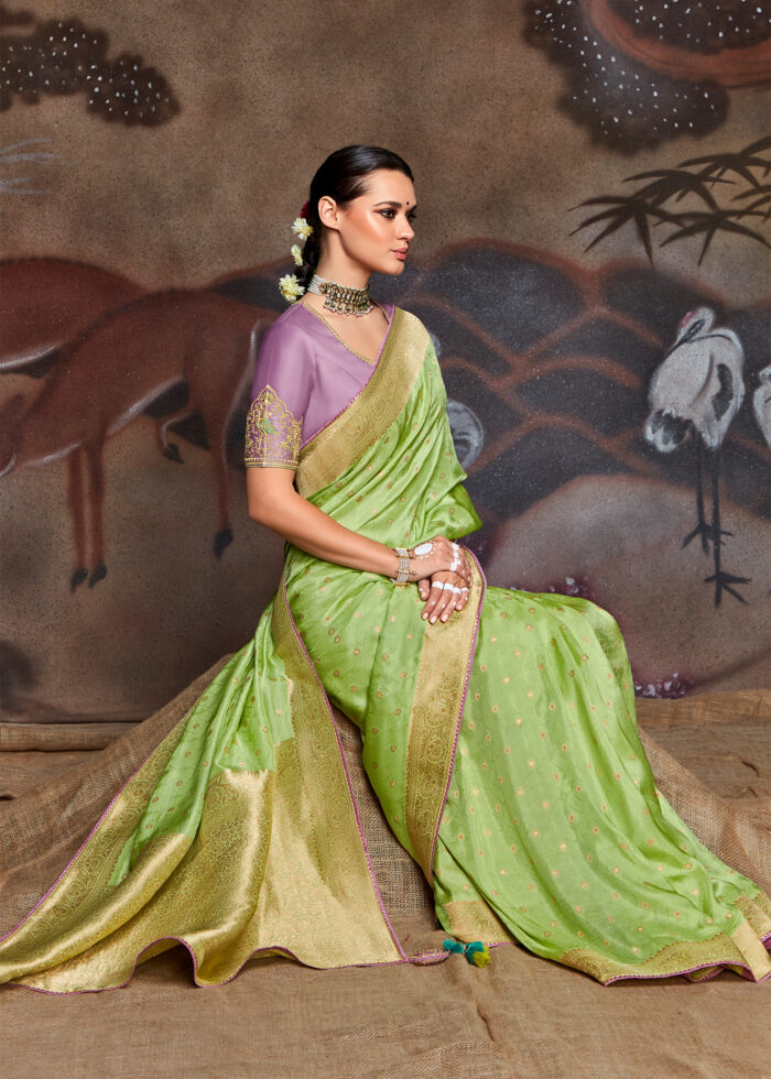 Summer Green Banarasi Dola Silk Saree