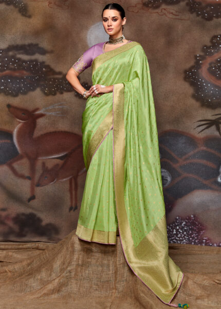 Summer Green Banarasi Dola Silk Saree