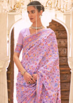 Thistle Purple Jamawar Saree