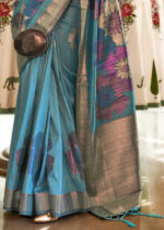 Turquoise Blue Banarasi Silk Handloom Saree