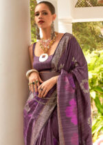 Twilight Purple Banarasi Silk Handloom Saree