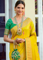 Yellow Banarasi Tissue Silk Saree