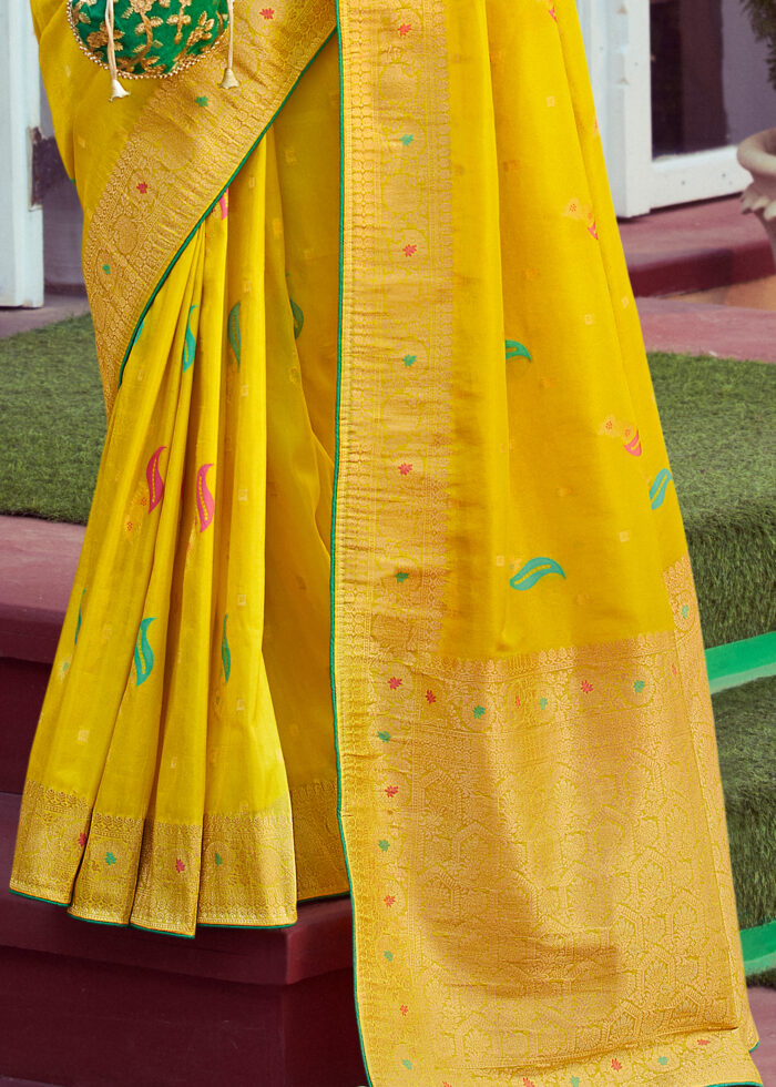 Yellow Banarasi Tissue Silk Saree