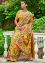 Zinc Yellow Kashmiri Jamawar Silk Saree