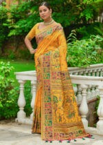 Zinc Yellow Kashmiri Jamawar Silk Saree