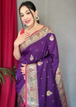 American Purple Paithani Silk Saree