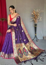 American Purple Paithani Silk Saree