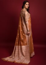 Apricot Orange Chikankari Chanderi Saree