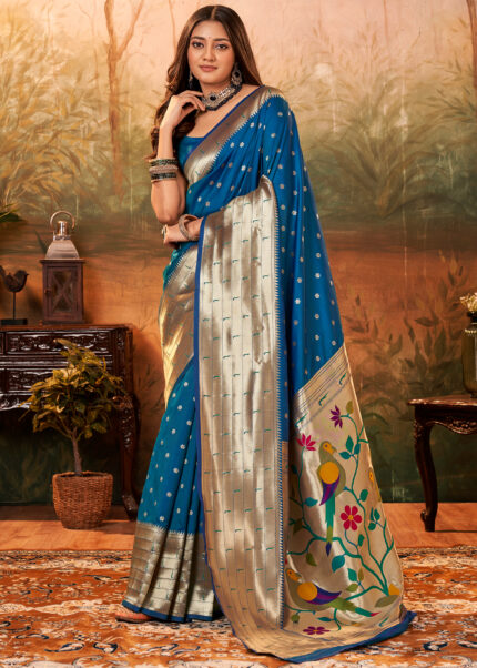 Azure Blue Paithani Silk Saree