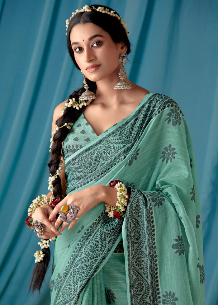 Basil Green Lucknowi Chikankari Saree