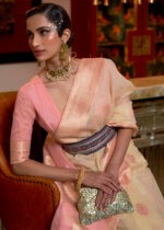 Beige Woven Linen Silk Saree