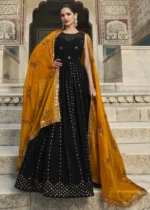 Black Embroidered Georgette Anarkali Gown