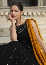 Black Embroidered Georgette Anarkali Gown