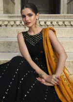 Black Embroidered Georgette Anarkali Gown