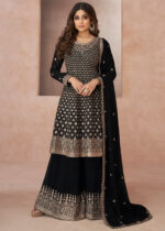 Black Embroidery Palazzo Suit