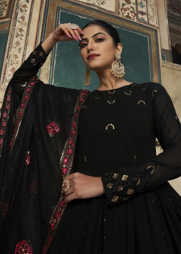 Black Georgette Anarkali Gown