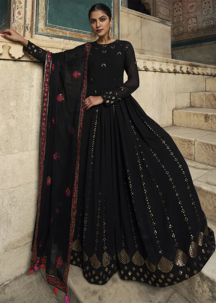 Black Georgette Anarkali Gown