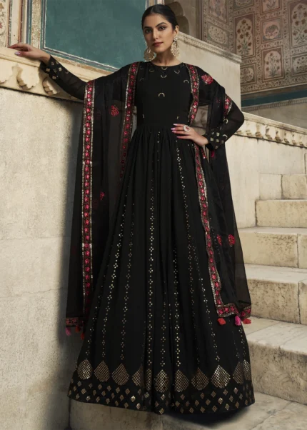 Black Georgette Anarkali Gown