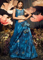 Blue Velvet Lehenga Choli