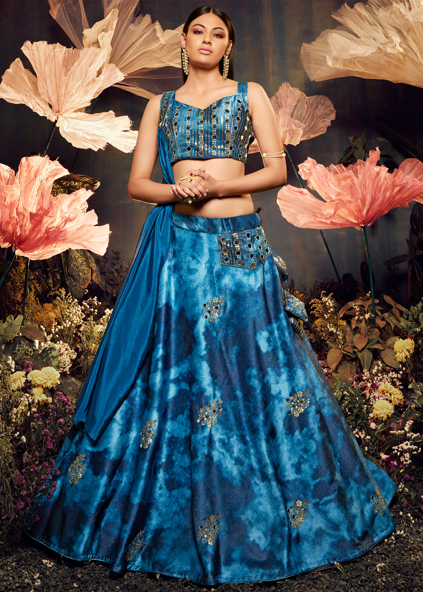 Blue Velvet Lehenga Choli